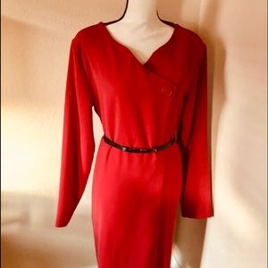 ✅🌹Vintage Long Sleeve Midi Wrap Front Dress